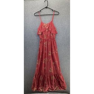 Peyton & Parker Women's Maxi Dress Floral Sleeveless Pink Tiered Size XS